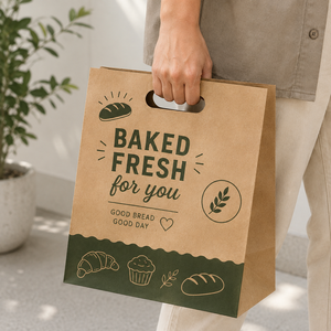 Bolsa Rectangular de Papel Kraft Biodegradable y Ecológica Personalizada con Asas Troqueladas para Empresas y Compras - Product Image 3