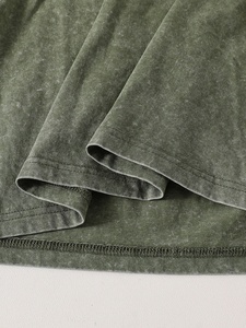 Vintage Washed 100% Cotton Casual Short Sleeve Men's Knitted Summer <b>Shirt</b> Solid Color Breathable <b>Collarless</b> Eco-Friendly Anti-UV - Product Image 4