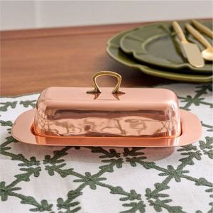 Elegant Antique Style Copper Butter Box Metal Butter Dish with Brass Handle Decorative Butter Storage <b>Tray</b> for Luxury Home Decor - Product Image 1