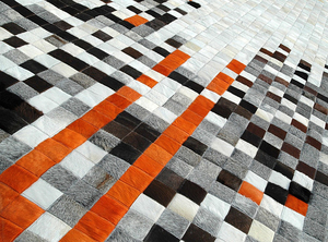 Tapis rectangulaire en cuir de vache patchwork, moderne, fait main, avec dos antidérapant en caoutchouc, décoration de salon - Product Image 1