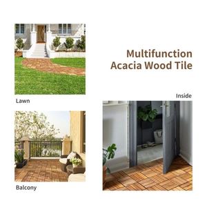 27-Piece Acacia Wood <b>Interlocking</b> Patio Deck <b>Tile</b> DIY Composite Decking Board for Garden Decking Engineered Wood <b>Flooring</b> - Product Image 5