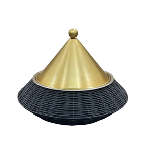 Elegant Matt Gold & Black Woven Base Chafing Dish Buffet Food Warmer Serving Dish Casserole Pot Kitchen & Dining Accessory - Product Image 1