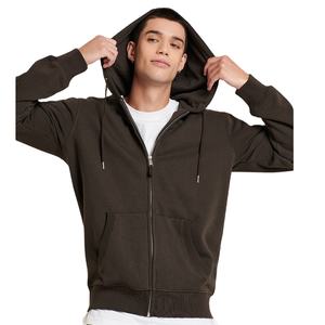 Sweat-shirt à capuche zippé pour homme, personnalisable avec logo, style streetwear, épais, avec logo en relief - Product Image 1