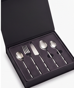 Juego de cubiertos plateados de mango corto estilo bambú, perfecto para cafeterías, para servir postres y para uso doméstico, hecho a mano. - Product Image 6