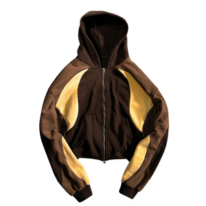Sweat-shirts à capuche pour hommes en molleton 100% coton épais, écologiques, color block, coupe oversize, épaules tombantes, patchwork, vente en gros - Product Image 1