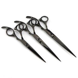 Tijeras de Barbero Negras Mate de Acero Inoxidable 440C con Logotipo Personalizado, Tijeras para Cortar Cabello con Filo Afilado, Tijeras de Salón - Product Image 1