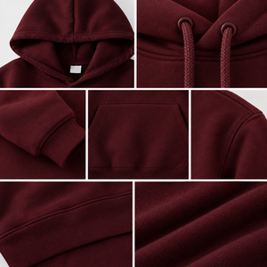Unisex Solid Color Hooded Tracksuit Set Cotton Casual Autumn Full Length Sweatshirt and Jogger Pants with Drawstring Closure - Product Image 5
