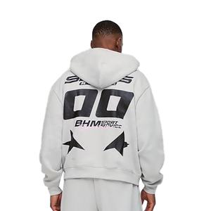 100% coton hommes Gym Fitness entraînement survêtement respirant imprimé Tech polaire Jogging costume deux pièces ensemble pour le sport porte - Product Image 5