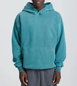 Sudadera con capucha de alta calidad con cremallera, lavado ácido, bajo deshilachado, efecto desgastado, estilo urbano, efecto descolorido por el sol, vintage, de invierno, lisa - Product Image 3