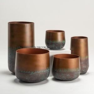 <b>Unique</b> Fancy Texture Brass Antique Finished Premium Quality Metal Made Set Of 2 Flower <b>Vases</b> Home Hotel Living Room Decoration - Product Image 2