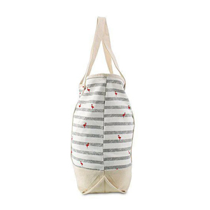 Sac de plage en toile à imprimé flamant rose rayé, durable, de haute qualité, résistant, personnalisable - Product Image 4
