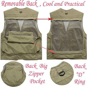 Chaleco Táctico Multibolsillos Naranja para Hombre, Cierre de Cremallera, Transpirable, Chaleco Utilitario para Exteriores, Deportivo, 100% Algodón, Ropa de Verano - Product Image 5