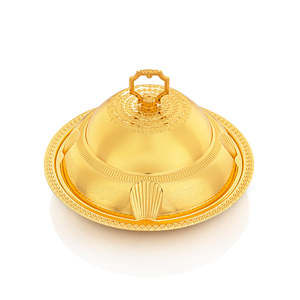 Classic Gold Plated Metal <b>Serving</b> Dates <b>Bowl</b> <b>Lid</b> Handmade Polished Design Luxury Wedding Party Eco-Friendly Dishwasher Safe Food - Product Image 3