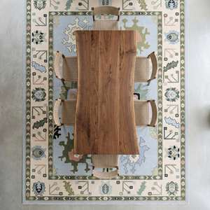 Alfombra de Lana Anudada a Mano de Lujo, Color Azul Claro con Diseño Floral, Pelo Plano, Grosor Medio, Alfombra Decorativa para Sala de Estar o Dormitorio - Product Image 6