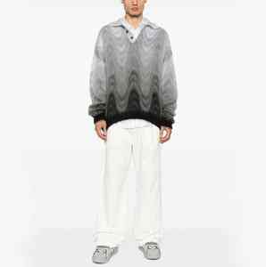 Suéter de punto para hombre con cuello en contraste degradado y diseño de camisa moderno - Product Image 5