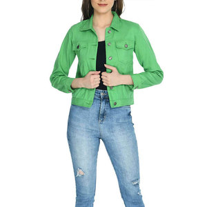 Veste en jean premium pour femme, 100 % coton, manches longues, col rabattu, fermeture boutonnée, manteau d'hiver en denim - Product Image 1