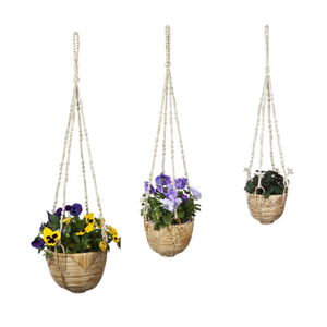 Maceta Colgante de Ratán Tejida a Mano, Cesta de Flores Colgante Transpirable para Decoración de Patio Trasero, Terraza y Pasillo, de Vietnam - Product Image 4