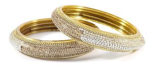 Premium Quality Ethnic Wedding Gold Plated Bangle Set Pearl Border Imitation Pearl Trendy Style Rahul Bangle Brand Wholesale - Product Image 2