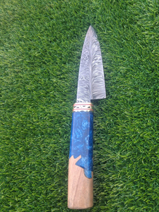 Cuchillo de Chef Burraq Jexmoo, Forjado a Mano en Acero de Damasco, Mango de Resina Azul, para Mano Derecha, Cuchillo de Cocina Tradicional - Product Image 6