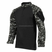 Chemise de combat en toile respirante vert olive à manches longues, anti-déchirure et ignifuge pour usage tactique