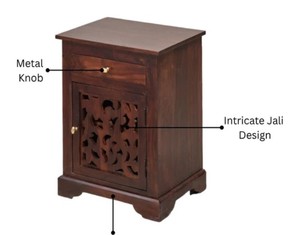Traditional Wood Nightstand With 1 Drawer And Intricated Design Door <b>Storage</b> Bedroom Furniture Antique Design - Product Image 6