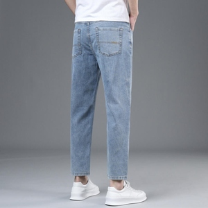 Pantalones Vaqueros de Mezclilla Ligera de Último Diseño con Corte Recto y Estilo Moderno para Hombre, Logotipo Personalizado, Gráficos Avanzados, Ropa Urbana Informal de Punto - Product Image 3