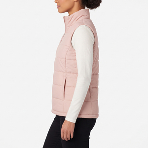 <b>Women's</b> <b>Pink</b> Sleeveless Puffer <b>Vest</b> With Zipper Stand Collar Windproof Casual Outerwear <b>Vest</b> for <b>Women</b> Fashionwear Premium <b>Vest</b> - Product Image 2