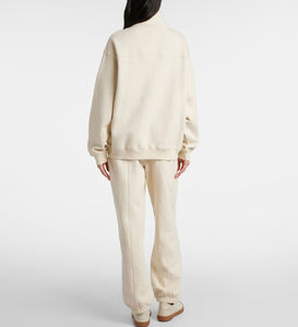 Sweat-shirt demi-zip crème pour femme en molleton épais de qualité supérieure, haut décontracté pour le sport et la détente - Product Image 5