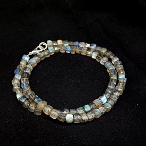 Blue Fire Labradorite Box Shape Beaded Necklace Flashy Labradorite Stone <b>Choker</b> For Women Wholesale Bulk Fashion Jewelry - Product Image 1