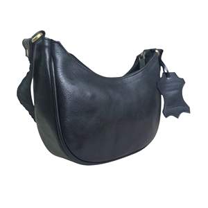 Genuine Leather Half Moon Crossbody <b>Bag</b> for Women – Small Crescent Shoulder Purse in <b>Black</b> - Product Image 1