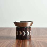 Premium Celestial Oud Bakhoor Burner Set Trio Wooden Sandalwood Cup Wiccan Altar Decor Aromatherapy Spring Summer Fall Tabletop
