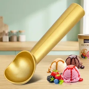 Cuillère à glace en aluminium finition or, cuillère à dessert professionnelle pour glace, sorbet, desserts, utilisation en cuisine et en restaurant - Product Image 4