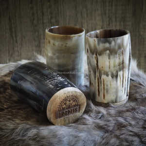 Personnalisé exquis Vintage ours boire Koi tasse fabriqués à la main en corne naturelle courte Antique sculpté Animal Style parfait affaires - Product Image 3