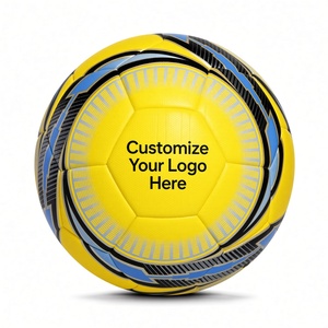 Balón de Fútbol Amarillo Personalizable, Tamaño 5, Balón de Entrenamiento Resistente con Detalles en Azul y Negro, Empaquetado en Bolsa de PP - Product Image 1