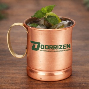 Fantásticas tazas de jugo de limón y cerveza Tazas de cobre puro de Calidad exclusiva y vidrio con asa Venta caliente Taza única Logotipo personalizado - Product Image 3