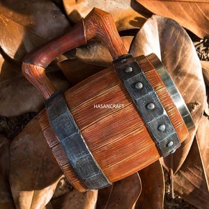 Luxury Item Beer Mug Made of Wood and Steel With Brass Handle Tankard Wooden Beer Tankard Beer Mug for Home Hotel & Restaurant - Product Image 5