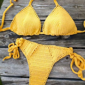 Ensemble de bikini au crochet fait main - Maillot de bain en coton blanc - Vêtements de plage - Product Image 1