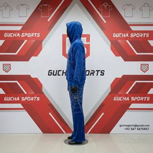 Ensemble de survêtement en velours pour homme avec sweat à capuche et pantalon, motif toile d'araignée en strass, tissu doux, tenue streetwear élégante - Product Image 3