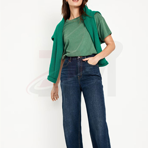 Camiseta de Algodón Lavado para Mujer, Manga Corta, Corte Entallado, Tejido Transpirable y Suave, Estilo Casual para Uso Diario, Look Moderno y Elegante - Product Image 4