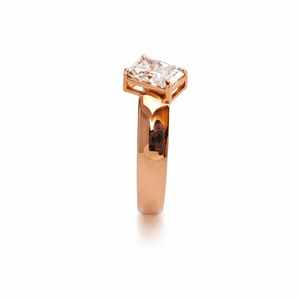 14K Rose Gold Emerald Cut Diamond Solitaire <b>Ring</b> for <b>Men</b> Modern Minimalist Geometric Band Polished Finish Wedding Party Daily - Product Image 3