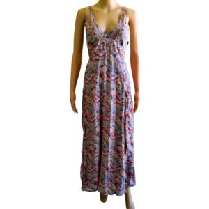 Vestido Maxi de Verano Coreano con Estampado Geométrico, Estilo Bohemio Natural Y2K, Tejido de Seda India, Cuello en V, Sin Mangas, Largo hasta el Suelo, Talla Única - Product Image 1