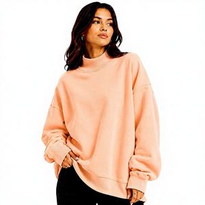 เสื้อสเวตเชิ้ตคอเต่าสีฟ้าอมเขียวสดใสทรงโอเวอร์ไซส์ แขนยาว สไตล์ลำลอง สตรีทแวร์ รับผลิตแบบ OEM ODM ขายส่งเสื้อผ้า - Product Image 4