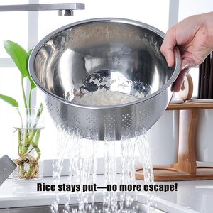 Passoire à riz en acier inoxydable durable et réutilisable, égouttoir latéral pour évier, pour nettoyer fruits, légumes, haricots, ustensile de cuisine polyvalent - Product Image 6