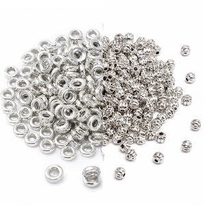 Al por mayor Cuentas espaciadoras de metal plateado blanco de 5mm y 4mm, forma de donut/calabaza, Shree Ambikanath, para fabricación de joyas DIY y suministros de manualidades Opp - Product Image 1