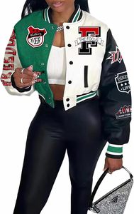 Women's Vintage Pink Winter Breathable Finished Crop Top Varsity Jacket Embroidery Letter Custom Logo Thick Wool/Viscose Relax - Product Image 2