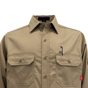 Custom 100% Cotton Flame Resistant Breathable Men's Work <b>Shirt</b> FRC Button-Up Utility Safety <b>Welding</b> Protective - Product Image 4