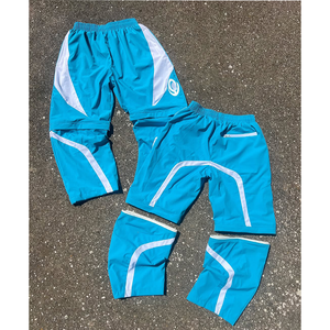 Ensemble de survêtement personnalisé pour homme : veste zippée et pantalon évasé ample en polyester et nylon coupe-vent, style streetwear - Product Image 3