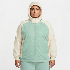 Veste à capuche imprimée pour femme, en molleton French Terry, grande taille, avec fermeture éclair, capuche amovible, poches latérales - Product Image 1