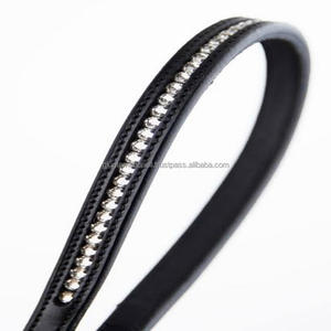 Banda de cuero de alta calidad para cabeza de caballo, banda de cuero de canal vacío con diseño de 1 Fila de cristales transparentes, mega banda ostentosa para cejas - Product Image 1