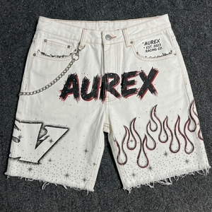 <b>Men's</b> Summer T Shirt Cropped <b>Studded</b> Streetwear Acid Wash Screen Printed T Shirt Shorts Set <b>Men's</b> Summer 100% Cotton Outfit - Product Image 4